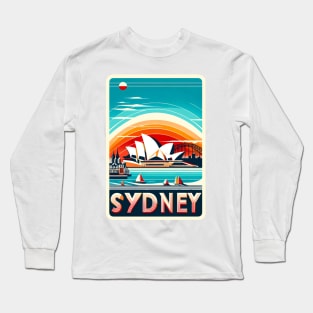 Sydney Australia Vintage Retro Travel Sticker Long Sleeve T-Shirt